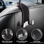 Car Seat Headrest Hook, Premium Suede Double Hook 2 Pack, Universal Hanging Accessories for Purse, Bag, Groceries - Car Interior Accessories (Black)