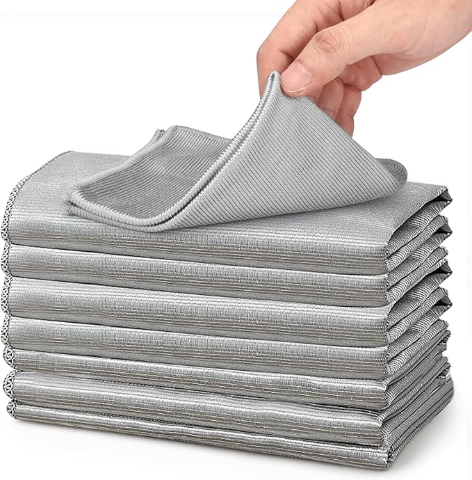 Microfiber Glass Cleaning Cloths,8 Pack Streak Free Miracle Cleaning Cloth,Reusable Lint Free Cleaner Towels for Kitchen,Windows,Mirror,Glasses,Car Windshields,Stainless Steel,11.8"×11.8"