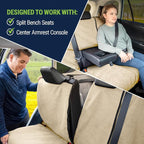 Back Seat Towel Seat Cover for Cars; Great for After Gym Workouts, Dogs, and Outdoor Activities; Universal Fit for Cars SUVs Vans Trucks Rear Seats, EZ fit, Non Slip Grip, Tan