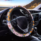 Sports Style Car Steering Wheel Cover Colorful Bohemian Flower Pattern Auto Wheel Cover for SUV Van Car Truck Vehicle Wheel Protector Steering Wheels Accessories