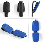 Sunglasses Holder for Car, Leather Magnetic Buckle Sun Visor Sunglass Clip, Ticket Card Storage Glasses Clip, Car Interior Accessories for Men and Women（Black-Blue）