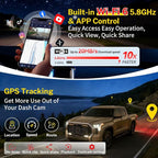 Front 4K Dash Cam Suitable for Toyota Tundra 2022-2026 Hybrid & Sequoia 2023-2026 (Gen3), Integrated Camera,OEM Look,2160P Video HDR,Built-in 5.8G WiFi& APP,GPS,Plug&Play,G-Sensor