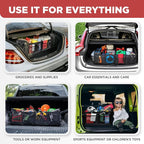 XL Heavy-Duty Trunk Organizer – Reinforced SUV & Truck Cargo Storage with 6 Adjustable Compartments, Non-Slip Base & Securing Straps (Foldable Design, Grey)