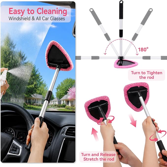Car Interior & Glass Cleaning Kit, 16Pcs Car Detailing Kit - Car Duster Brushes & Detailing Supplies, Interior Car Cleaner with Windshield Cleaner Tool, Vent Brush & Microfiber Towel, Storage Bag