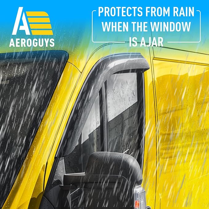 Extra Durable Window Deflectors Tape-On Window Visors Rain Guards Fit for Ram ProMaster 2014-2026, Sun Visors, Wind Vent for Shades, Exterior Car Accessories - 2 pcs. AG0907