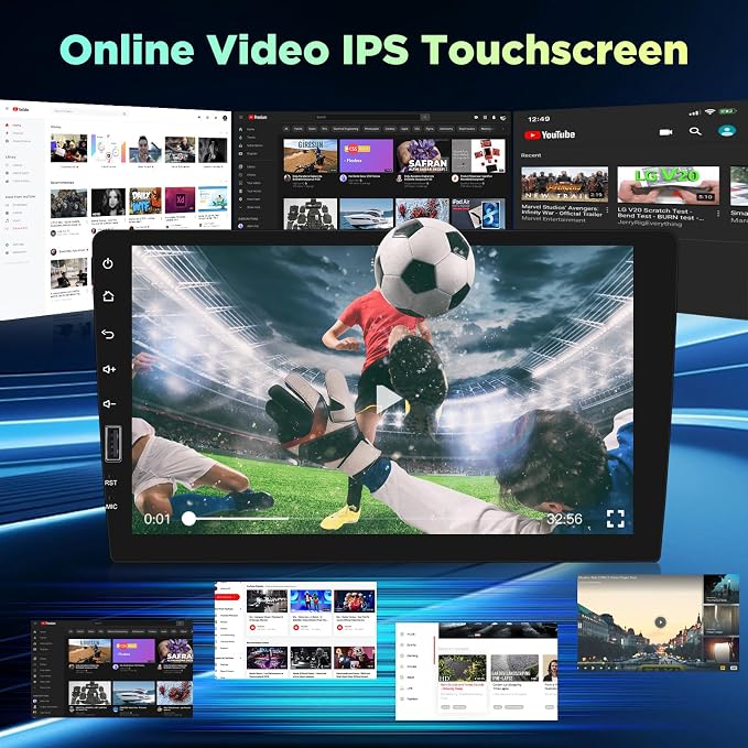 9inch Single Din Touchscreen Car Stereo Compatible with Wireless Carplay and Android Auto, Bluetooth Car Radio with Backup Camera, AM/FM/RDA Radio, Mirror Link, IPS Screen