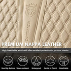Coverado Front Seat Covers, Car Seat Covers Front Seats, Nappa Leather Seat Covers for Cars, Waterproof Seat Covers with Lumbar Support Universal Fit for Most Cars SUV Trucks (Front, Beige)