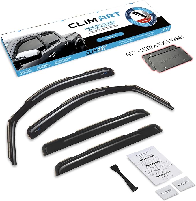 in-Channel Incredibly Durable Rain Guards for Toyota Tundra 2007-2021 CrewMax, Original Window Deflectors, Vent Deflector, Vent Window Visors, Dark Smoke Truck Accessories, 4 pcs- 607066