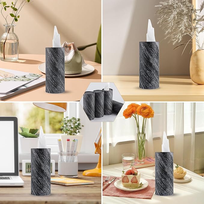 Car Tissue Holder, 4 Pack Car Cup Holder Facial Tissues with Travel Tissue Bag, Quick and Convenient Flower Combination Car Tissue Box(4 Canisters/200 Tissues) Gray