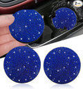 2pcs Bling Car Cup Holder Coaster, 2.75 inch Anti-Slip Shockproof Universal Fashion Car Coasters Insert Bling Crystal Rhinestone Automotive Interior Accessories for Women (2 pcs, Blue)