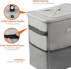 3 Gallons Car Trash Can, Ultra Large Capacity Organizer and Storage with Adjustable Straps & Magnetic Snaps, Waterproof Car Accessory for Interior Car Stuff Storage, Gray