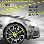 Hubcap Wheel Cover Replacement R16 Hub Caps Universal-Fit Steel Wheel Rim Cover ABS Material Exterior Accessories for Car Truck SUV -Set of 4（16-inch，Silver-Black）