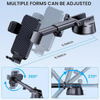 GUWEZ Phone Holders for Your Car [Military Grade Suction Ultra Strong Base] Cell Phone Car Holder 3 in 1 Dashboard/Windshield/Air Vent Hands-Free for Video Installation Kit iPhone Android