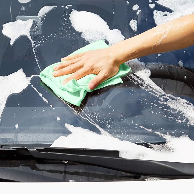 Microfiber Cleaning Cloths, Ultra Absorbent, Scratch-Free, Non-Abrasive, Reusable and Washable, 16" x 12", Green/Gray/Pink, 48-Pack