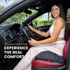 Car Seat Cushion for Long Driving – X Large Memory Foam Seat Cushion for Sciatica & Tailbone Pain Relief, Orthopedic Coccyx Cushion with Non-Slip Bottom, Back Pillow for Car, Truck (Black)