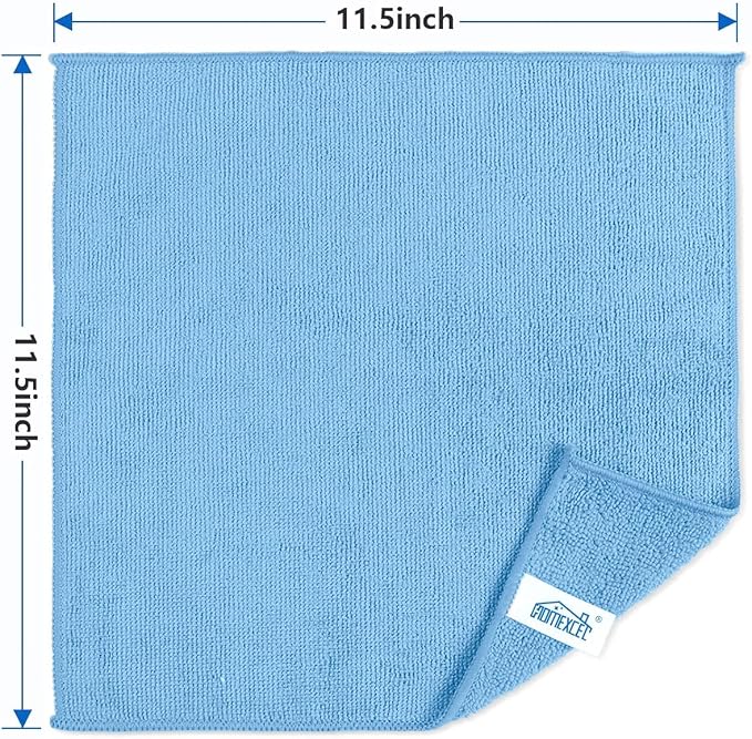 Blue Cleaning Rags 5 Pack, Highly Absorbent Microfiber Cleaning Cloth for Kitchen, Lint Free, Scratch-Free, Reusable Microfiber Towels for House, Window and Glass, Cars, 11.5 X11.5 inch
