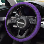 Elastic Stretch Steering Wheel Cover 15 Inch, Breathable Ice Silk Microfiber, Non-Slip Grip, Warm in Winter and Cool in Summer, Odorless, Car Accessories Fit Cars, SUVs, Purple