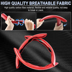 3pcs Carbon Fiber Anti-Skid Steering Wheel Cover, Waterproof & Segmented Butterfly Design, Universal 99% Vehicle Wheel Cover Protector, Car Interior Accessories (Red-3pcs)