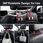 Car Seat Headrest Storage Hooks - 2 Pack Dual Hangers Design Organization Accessories, Car Interior Gadgets to Add Extra Holder and Hook for Purses,Bags,Coat and Handbag