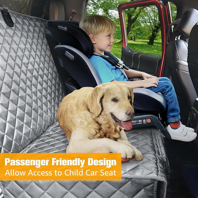 Dog Car Seat Covers for Truck Ford F150/Chevrolet Silverado 1500/Ram 1500/GMC Sierra 1500, Waterproof Pet Back Seat Cover for Trucks, Scratchproof Nonslip Durable Rear Seat Cover for Dogs