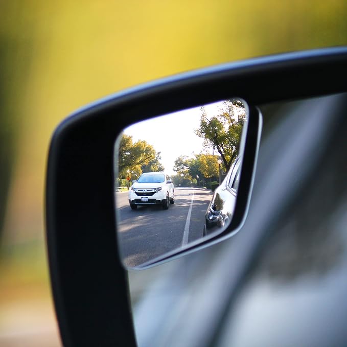 "Rhombus 4000" Car Blind Spot Mirror by Safe View Company - Change Lanes w Confidence, Frameless HD Convex Glass, Seamlessly Contours to Rear View Side Mirrors, Peel & Stick (2Pack)