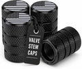 American Flag Valve Stem Caps – Onyx Black, Anti-Rust Anodized Aluminum, Universal Fit for Car, Truck, SUV, Bike – Set of 4 (Onyx Black)