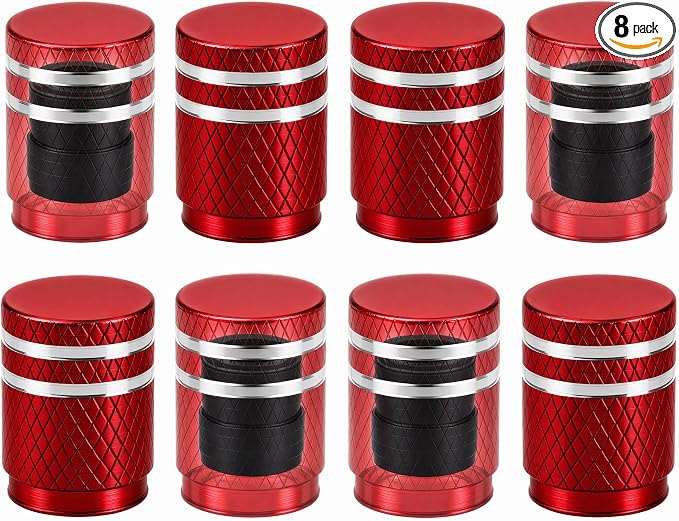 Tire Valve Stem Caps 8 Pack, Aluminum Tire Valve Caps with Plastic Liner, Corrosion Resistant Leak Proof Air Valve Caps, Universal Valve Stem Caps for Cars, Trucks, SUVs, Motorcycles and Bikes