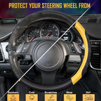 Line Rider Microfiber Leather Sporty Steering Wheel Cover Universal Fits for 95% Truck,SUV,Cars,14.5-15inch Anti-Slip Safety Comfortable Desgin (Black-Yellow)