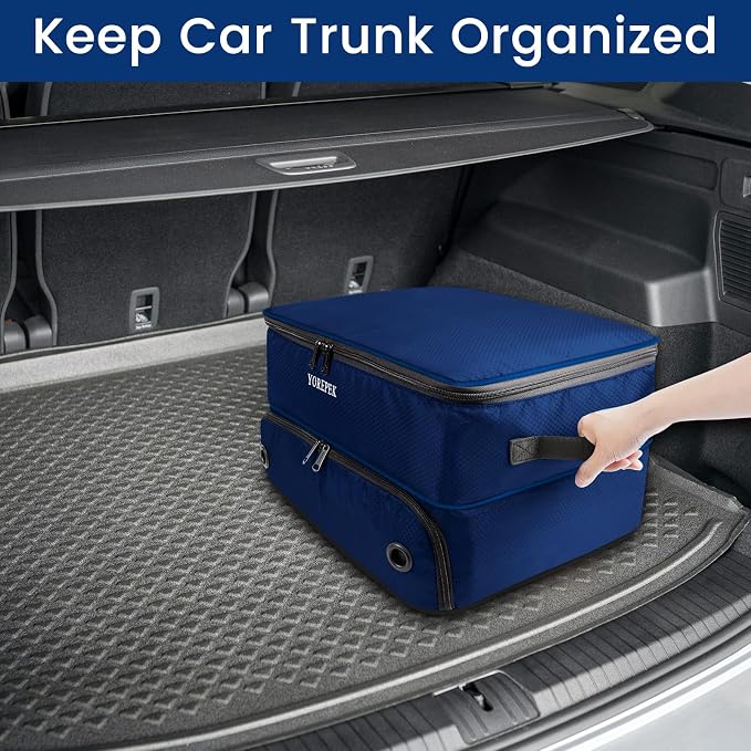2 Layer Golf Trunk Organizer, Golf Gifts for Men with Separate Ventilated Compartment for 2 Pair Shoes, Waterproof Car Trunk Locker for Balls, Tees, Clothes, Gloves, Gifts for Golfers