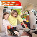 Upgraded Car Organizer with 11-inch Tablet Holder, 8 Pockets, Car Seat Protector for Road Trips - Car Storage and Organizers for Kids, Grey 1PC