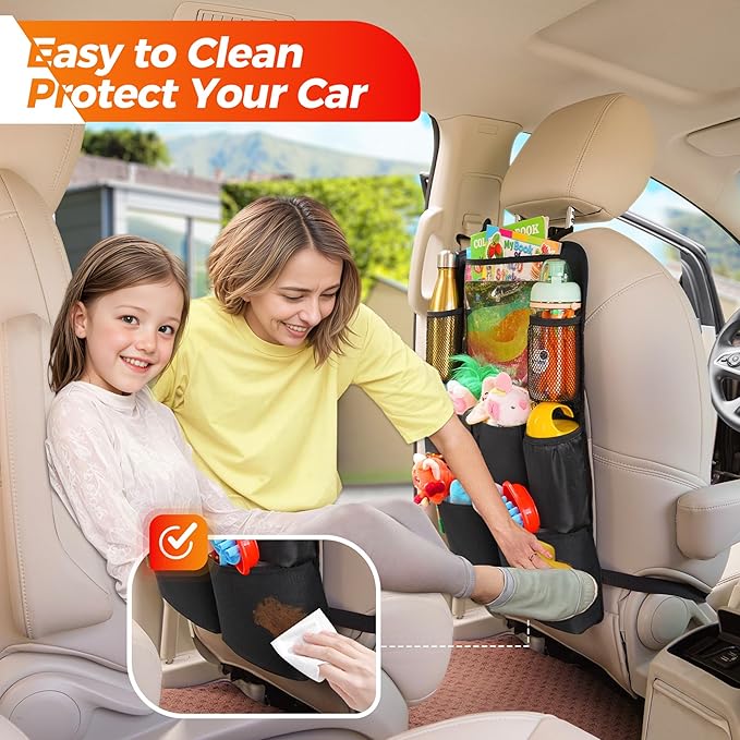 Car Organizers and Storage, Upgraded Car Seat Organizer with 11-inch Touch Screen Tablet Holder, Backseat Car Organizer with 8 Pockets, Car Seat Protector Road Trip Essentials for Kids