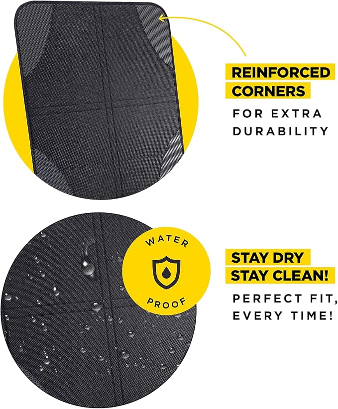 Car Seat Protector for Baby and Child – Non-Slip, Thick Padded Cover with 2 Mesh Pockets – 1 Pack