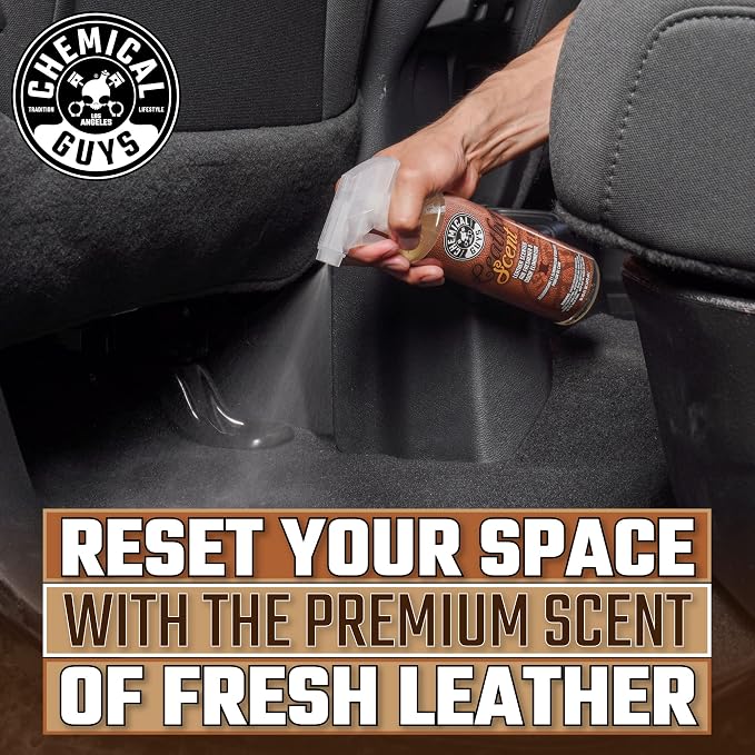 AIR_102_04 Leather Scent Premium Air Freshener and Odor Eliminator, Long-Lasting, Just Like New Scent for Cars, Trucks, SUVs, RVs & More, 4 fl oz