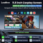 Largest 11.5 inch Wireless CarPlay Screen for Car,Built-in N-etflix/YouTube/TikTok and other apps,A-pple CarPlay & Android Auto screen with1080P Backup Camera/Navigation/Voice Control,for All Vehicles
