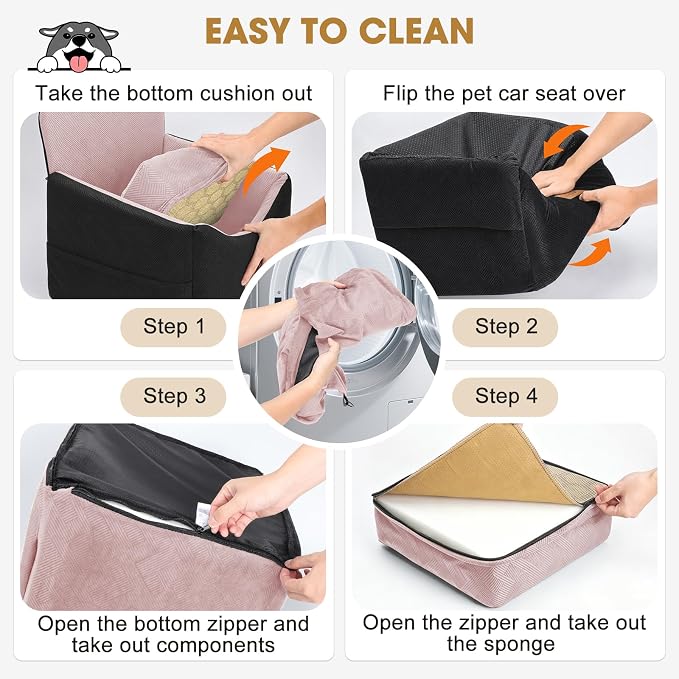 Dog Car Seats for Small Medium Dogs Under 35lbs, Dog Booster Seat with Detachable Washable Cover and Cushion, Memory Foam Pet Car Seat with Safety Belt and Storage Pockets (BP)
