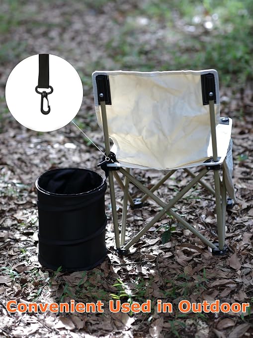 2 Gallons New Leakproof Car Trash Can, Compact Trash Can Pop-up Collapsible Hanging Car Trash Bin with Hook and Loop, Waterproof PEVA Liner Open-Top Garbage Can for Cars Home Office
