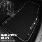 Bling Diamond Leather Steering Wheel Cover 14.5in-15in Floor Mats Shining Rhinestone Carpet Sparkly Glitter Crystal Anti-Slip Pad Fit Automotive SUV Pickup Truck Girl Women, 5pcs Black