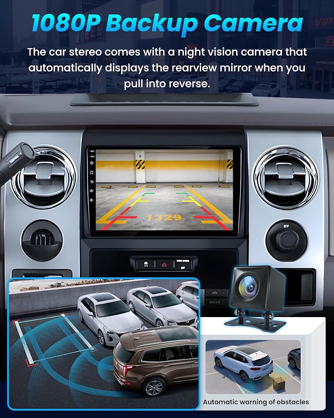 Car Radio Stereo for Ford F150 2009-2014: Android 13 9 inch Touchscreen Head Unit Wireless CarPlay Android Auto GPS Upgrade 5G WiFi SWC FM AM RDS DSP Free Backup Camera