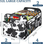 Femuar Car Trunk Organizer, Cow Print, Vintage Style, 52L Capacity, 4 Compartments, Waterproof, Non-Slip, Collapsible, 22.5"D x 18"W x 10.8"H