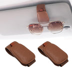 2 Packs Magnetic Sunglass Holder for Car Visor (Brown) | Magnetic Interior Car Accessories
