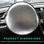 3PCS Steering Wheel Sun Shade and Side Window Sunshades, 17.9" Anti-Heat Aluminum Foil Steering Wheel Cover Window Shades, Wheel Heat Reflector UV Protection Cover for Most Cars
