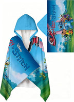 Stitch Printed Soft Cotton Terry Hooded Towel Wrap, Absorbent Hooded Towel for Bath Pool Beach Lounging, 28 in x 55 in