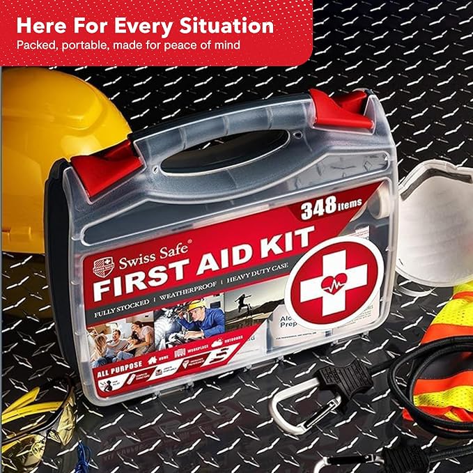 2-in-1 First Aid Kit for Car, Travel and Home, 348 Pieces, Large Hardcase with Bonus Mini Kit for Medical Emergency, Survival and Camping