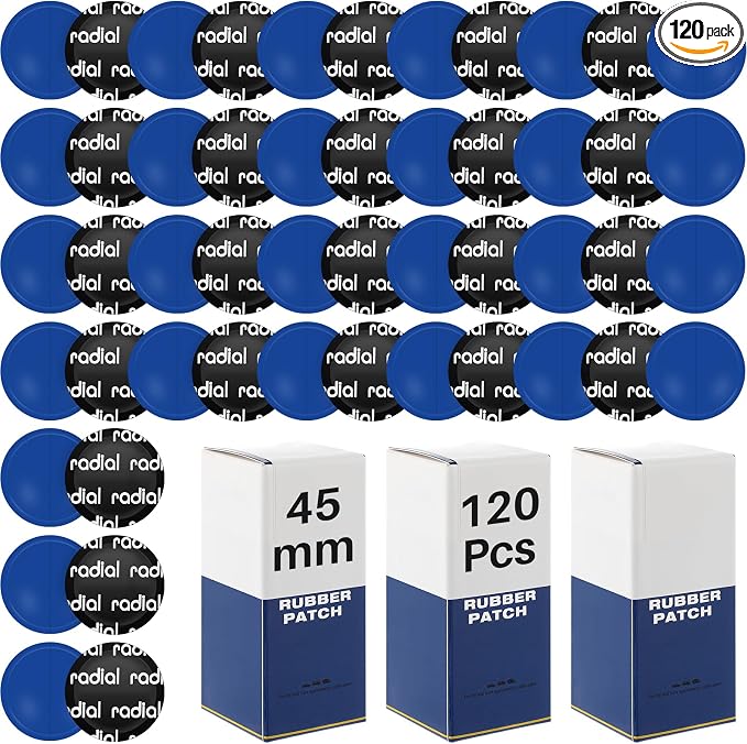 120 Pcs Heavy Duty Tire Patches Radial Patch Round Fast Repair Cold Tyre Puncture Repair Kit for Car Truck Motorcycle Automobile Bike Inner Tire (45 mm)