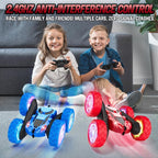 Remote Control Car for Kids Ages 6-12, 4WD RC Stunt Car with LED Lights & 360° Flips, 2.4GHz Fast Electric Toy Vehicle, Upgraded Battery, Birthday for Boys Ages 8-10