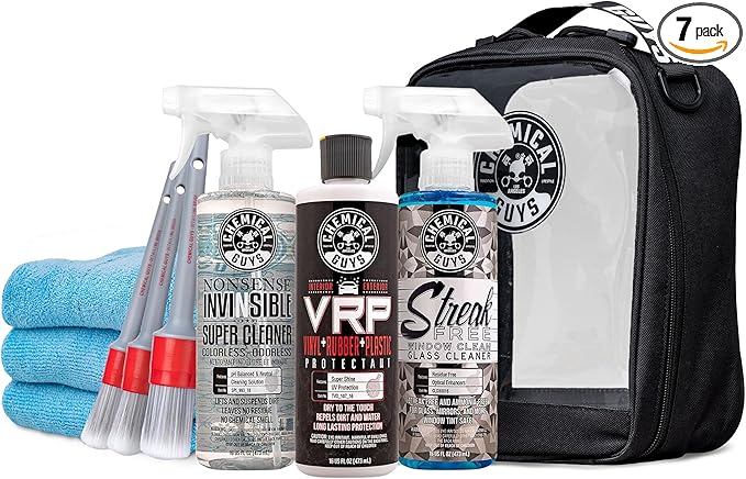 All Surface Clean and Shine Kit with Storage Bag Interior Cleaner Glass Cleaner Dressing Microfiber Towels and Brushes Giftable Car Care Set
