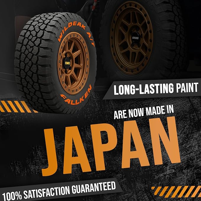 Orange Color Tire Paint Pen - Waterproof Permanent Paint pens for Car Wheels Lettering | Car Wash Safe and Durable | Made in Japan