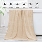 Microfier Bath Towels Set of 2, Large Microfier Body Towel for Adult, 30" x 60", Oversized, Soft, Super Absorbent, Fast Drying, Use for Sauna,Gym,Sport, Fitness, Yoga, Diamond Cross Grid Camel