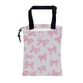 Car Trash Bag Pink Ribbon Bow Hanging Drawstring Car Organizer and Storage Bag with Adjustable Buckle Canvas Garbage Bin for Back Seat or Hanging Headrest Car Decor Road Trip Essentials
