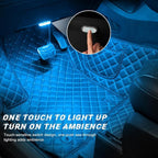 4 PCS Wireless Led Lights for Car Interior, 7 Colors Magnetic Auto Ambient Light with 6 Bright LED Lamp Beads, USB Rechargeable Vehicle Led Night Light, Car Accessories (Ice Blue)